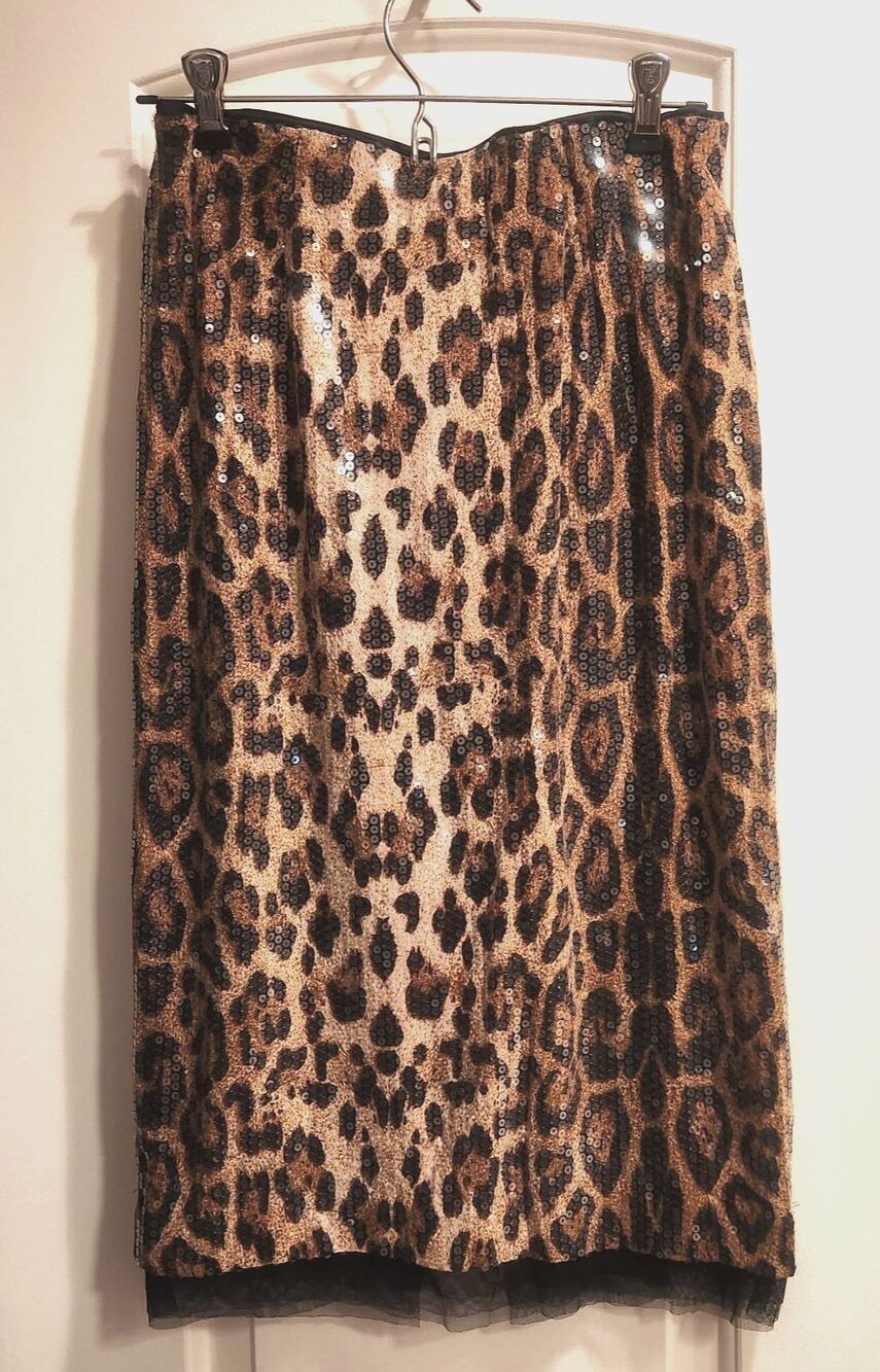 NWT Grey Lab x Anthropologie Sequin Leopard Print Midi Skirt Animal Print- Small - Picture 8 of 13